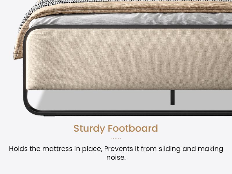 SHA CERLIN Linen Fabric Upholstered Platform Bed Frame with Metal Frame, Curved Modern Headboard and Footboard【Frame Only No Mattress】, Large Under Bed Storage, No Box Spring Needed, Modern, Beige#ChristmasGifts#TikTokShopBlackFriday