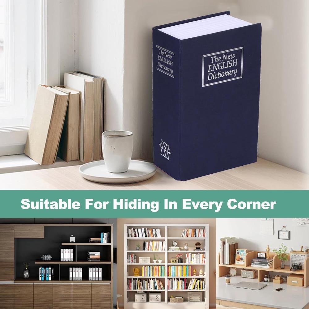 Book-Style Dictionary Hidden Storage | 3 Digit Combination Lock or Key Lock | Jewelry & Precious Ornaments Organizer | Portable Secret Storage for Rings Earrings Necklaces Cash Coins