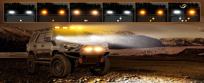 NAOEVO 7-Inch LED Light Bar-6 Modes Waterproof Multi-Mode LED Light Bar, White & Amber Strobe Lights, Off-Road, Fog Lights for Trucks, Boats, ATVs, Jeeps, SUVs (6 Modes)