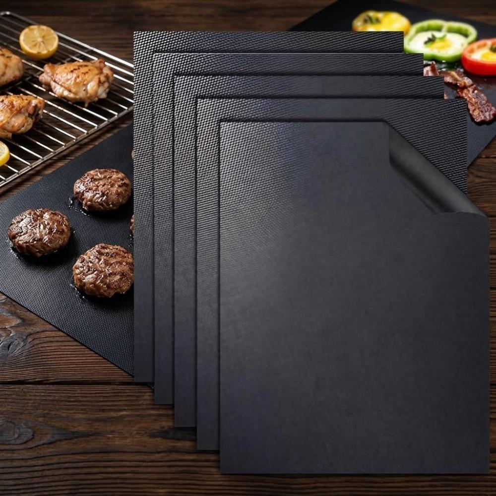 Professional Non-Stick Silicone Baking Mat, Reusable High Heat Grill Sheet Set for BBQ Oven Air Fryer, Durable Skid-Proof Pan Liner for Kitchen Camping Picnic, Easy Clean Food Grade BBQ Tools Accessories