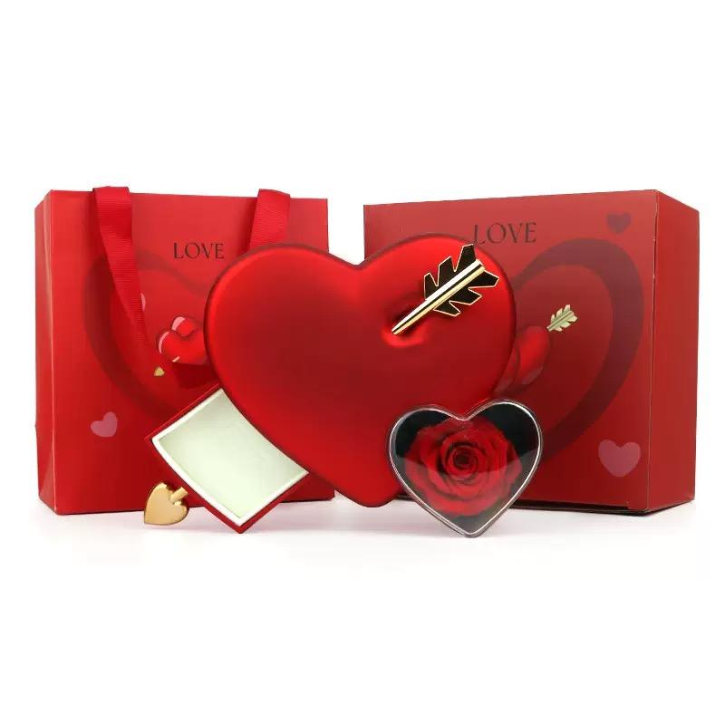 1PC Heart-Shaped Preserved Rose Jewelry Gift Box, Forever Rose with Jewelry Organizer, Perfect for Proposal, Wedding Favor, Bridal Gift, Mother’s Day Surprise, Back to School Gift for Girlfriend, Romantic Valentine’s Day Christmas Present