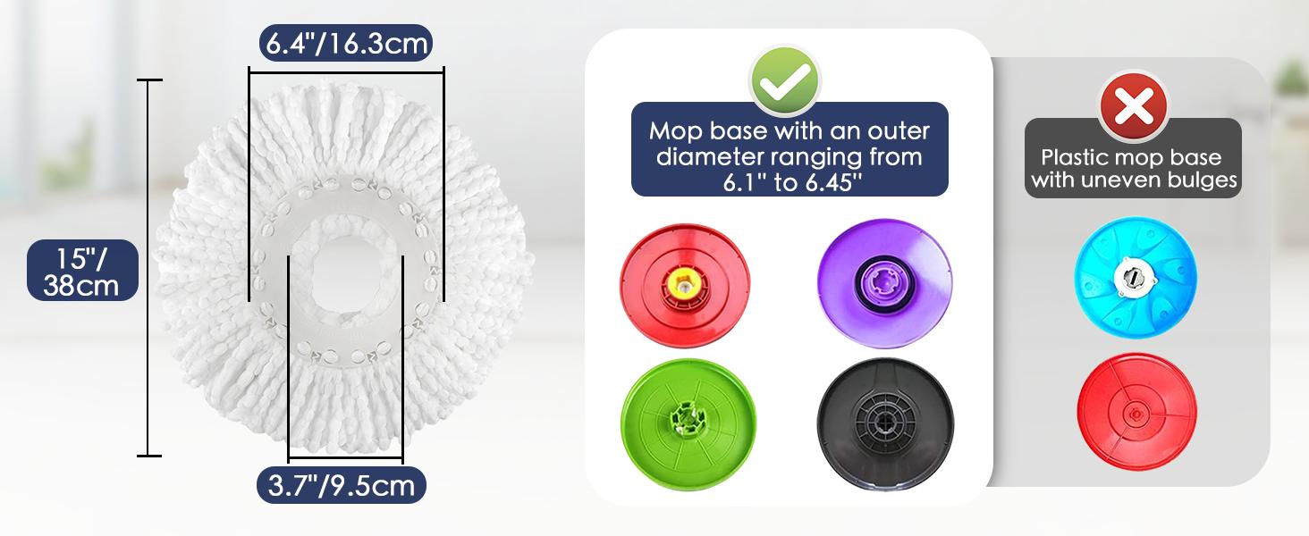 MXZONE  Spin Mop Replacement Head for Hurrica, Mopnad, Cassabel & Other 360 Spin Mop Systems - Reusable Microfiber Refills for Easy Cleaning Grime Windows Plastic mop