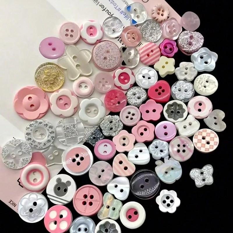 Colorful Plastic Buttons, Handmade Decorative Buttons, Sewing Accessories, Flat Embroidery Craft Buttons, Fashion Clothing Parts, DIY Projects