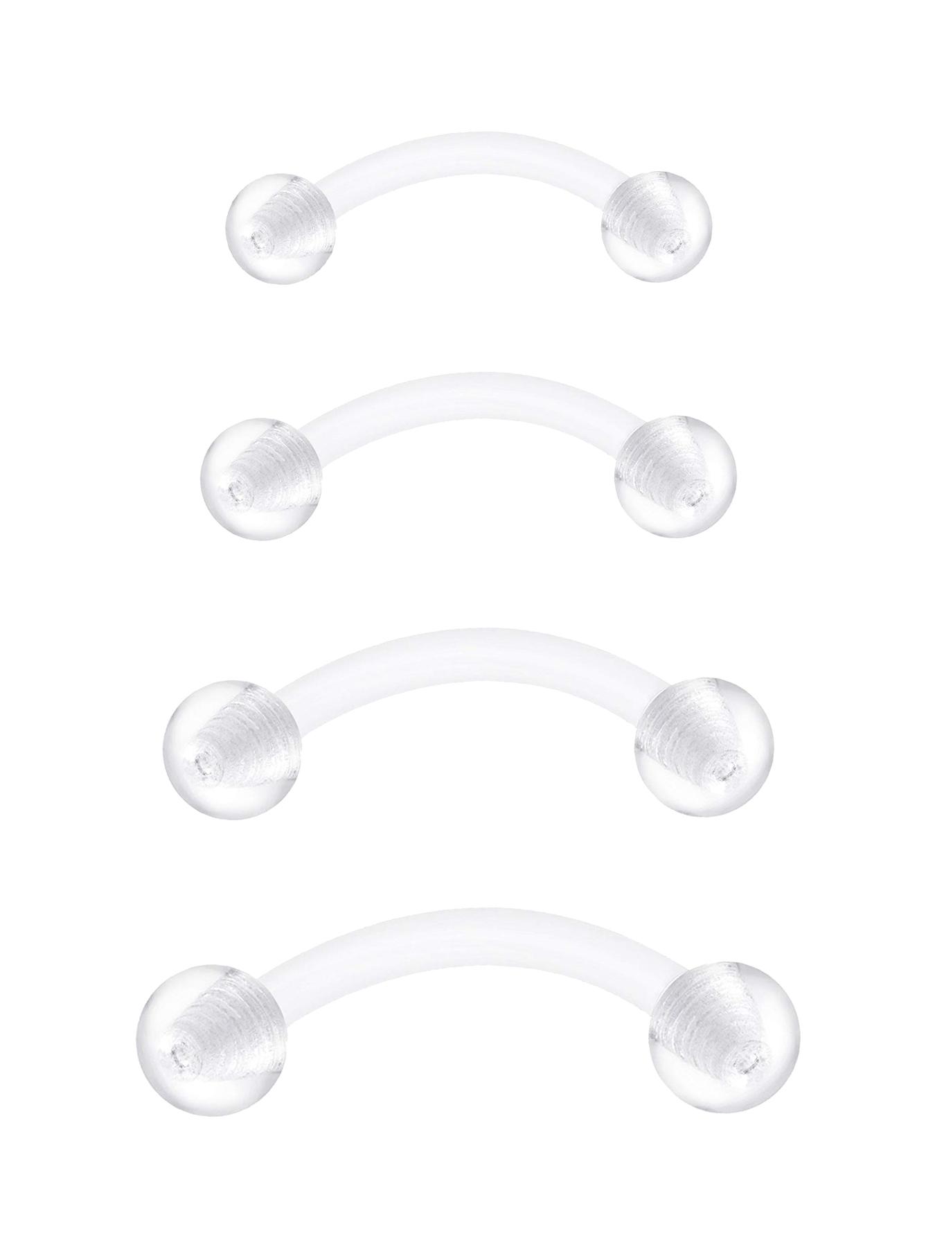 16Gauge Clear Bioflex Plastic Eyebrow Studs for Work Invisible Tragus Helix Conch Earrings Rook Piercing Retainers for Surgery Body Piercing Jewelry 6mm 8mm 10mm 12mm