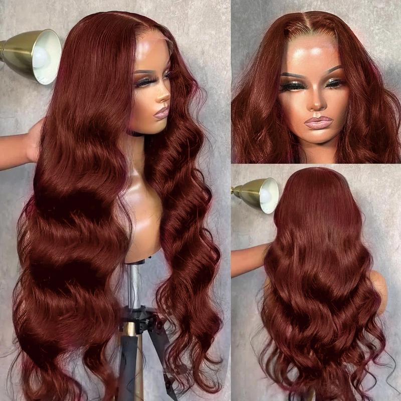 Bling Hair Reddish Brown Color Body Wave 13x4 Lace Front Human Hair Wig 180 Density 13x6 Hd Lace Frontal Wigs Brazilian Pre Plucked