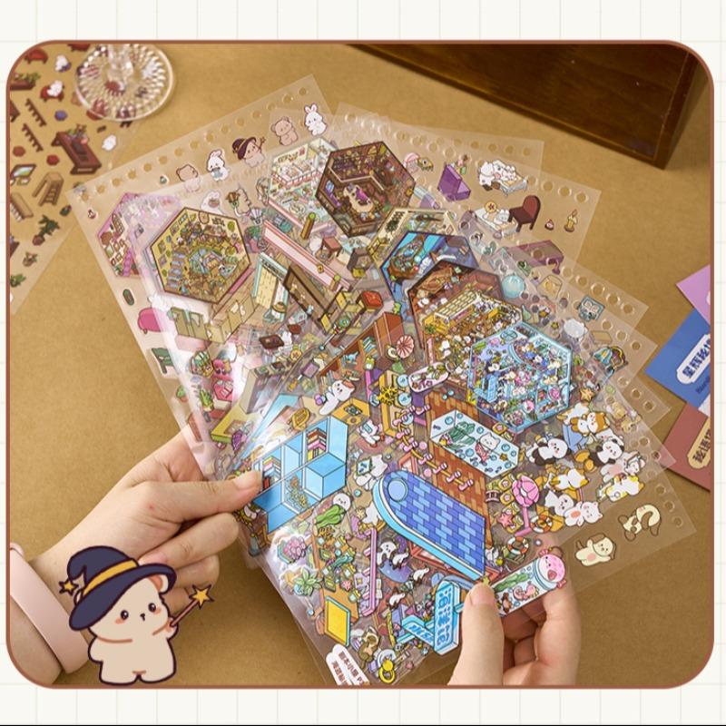 Sunshine Town Landscape Miniature Scene Collection, 49 Sheets Per Book, Scenic Design, Ideal Gift for Collectors and Fans