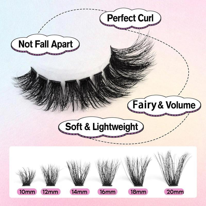 Mixed Length False Eyelashes with Bond and Seal & Remover & Tweezers&Eyelash Curler, Natural Eyelash Extensions, Faux Clusters Lash for Eyelash Enhancements, Lashes Glue Extension, Individual Eyelash, Lashes Clusters, Cosmetic, Flawless Makeup Lightweight