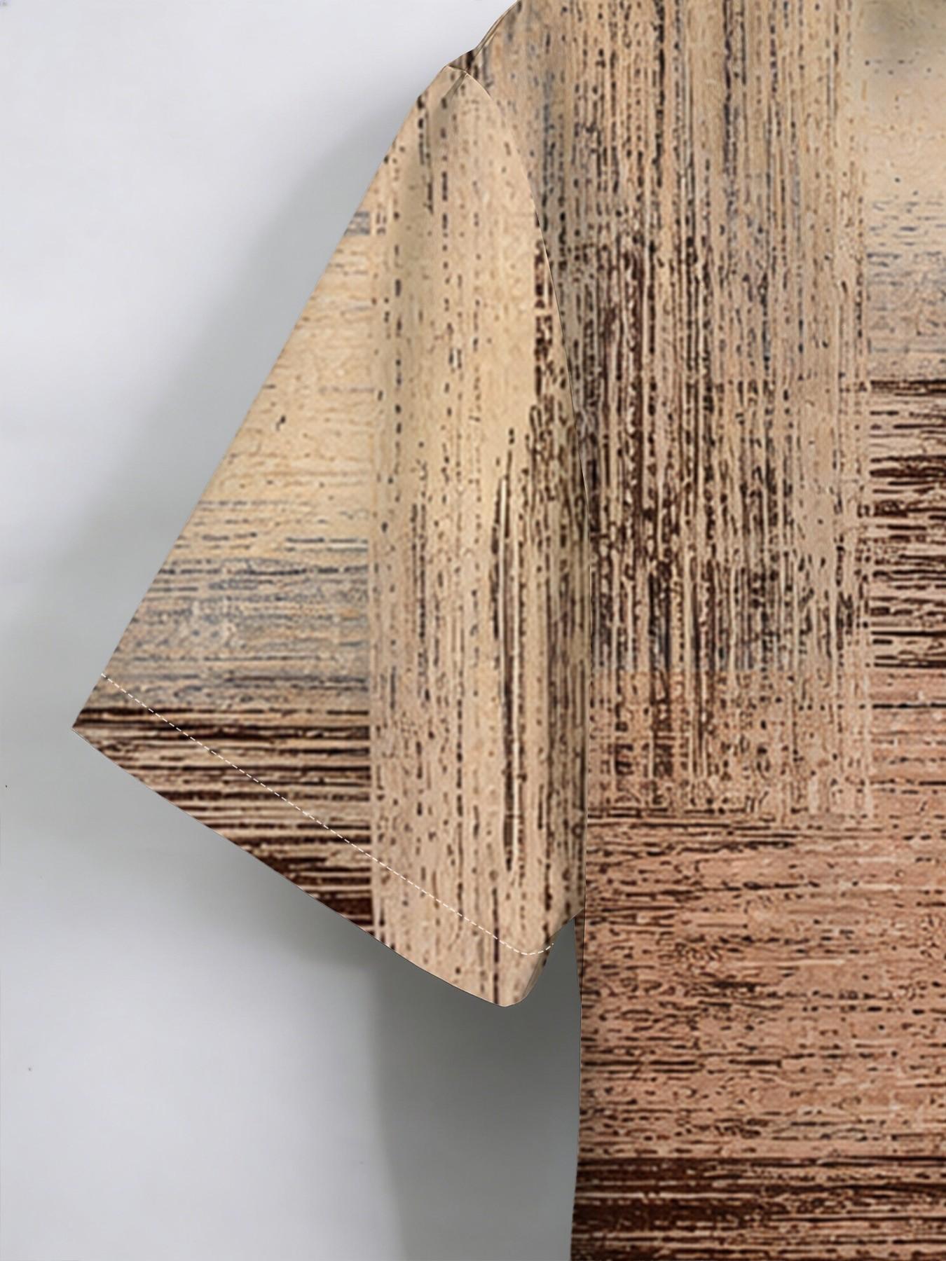 Large Size Men's Vintage Striped Shirt, Summer Loose Fit Breathable Short Sleeve, Plus Size Retro Casual Commute Top