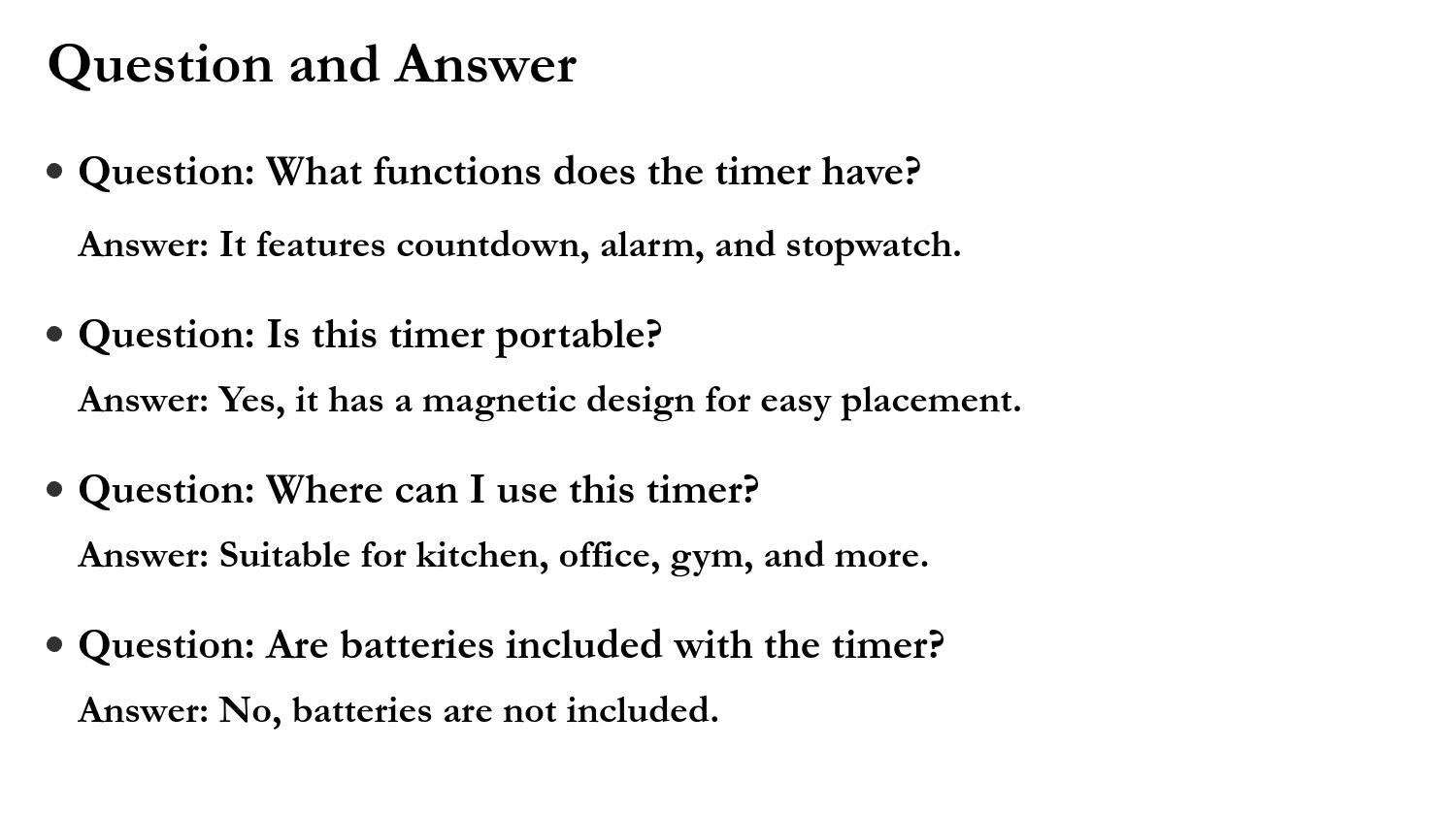 Large Screen Multifunctional Electronic Timer, Digital Timer, Magnetic Design, Countdown, Alarm, Stopwatch, Kitchen Baking, Office Study, Bedroom, Gym