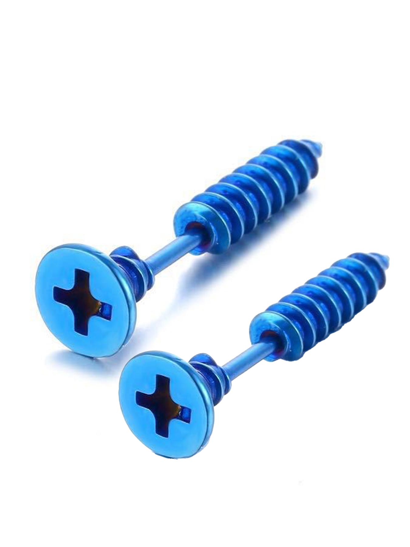 Unisex Stainless Steel Screw Ear Studs & Safety Pin Earrings, Punk Hip-Hop Design, Hypoallergenic, Cool Grunge Style, Piercing Jewelry