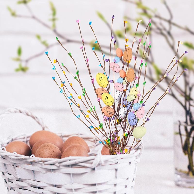 26 Pcs Artificial Easter Spray Vine with Pastel Easter Eggs and Berries- Decorative Spring Floral Stems-Easter Egg Twig Branches for Floral Arrangement-Centerpiece Wreath Decoration Decorative Flowers #TOP PICKS