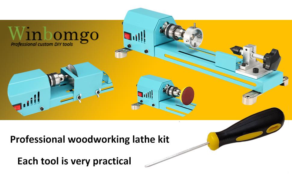 Wood Lathe Mini Lathe Machine Multi-Purpose Type Lathe Milling Cutting Grinding Polishing Table Top Lathe Tool Kit