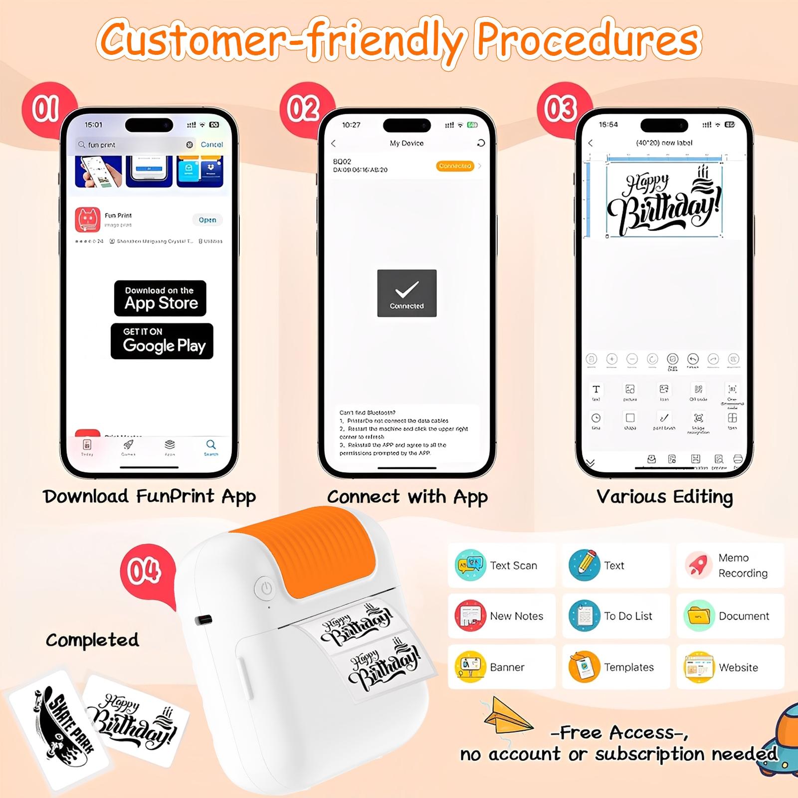 Label Maker Sticker Printer Portable Mini Bluetooth Label Printer Mini Thermal Sticker Printer for Home Kitchen School Office Mini Portable Printer Inkless Thermal Printer Ink-Free Sticker Machine Ideal for DIY Crafts Journaling Study Work Labels