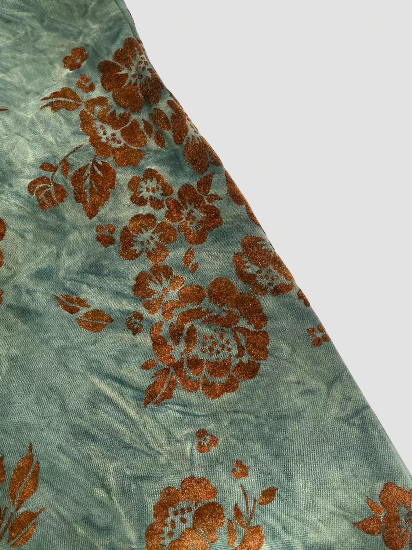 Women's Vintage Floral Print Long Mermaid Skirt, Casual Fashion Velvet Bottoms for All Seasons