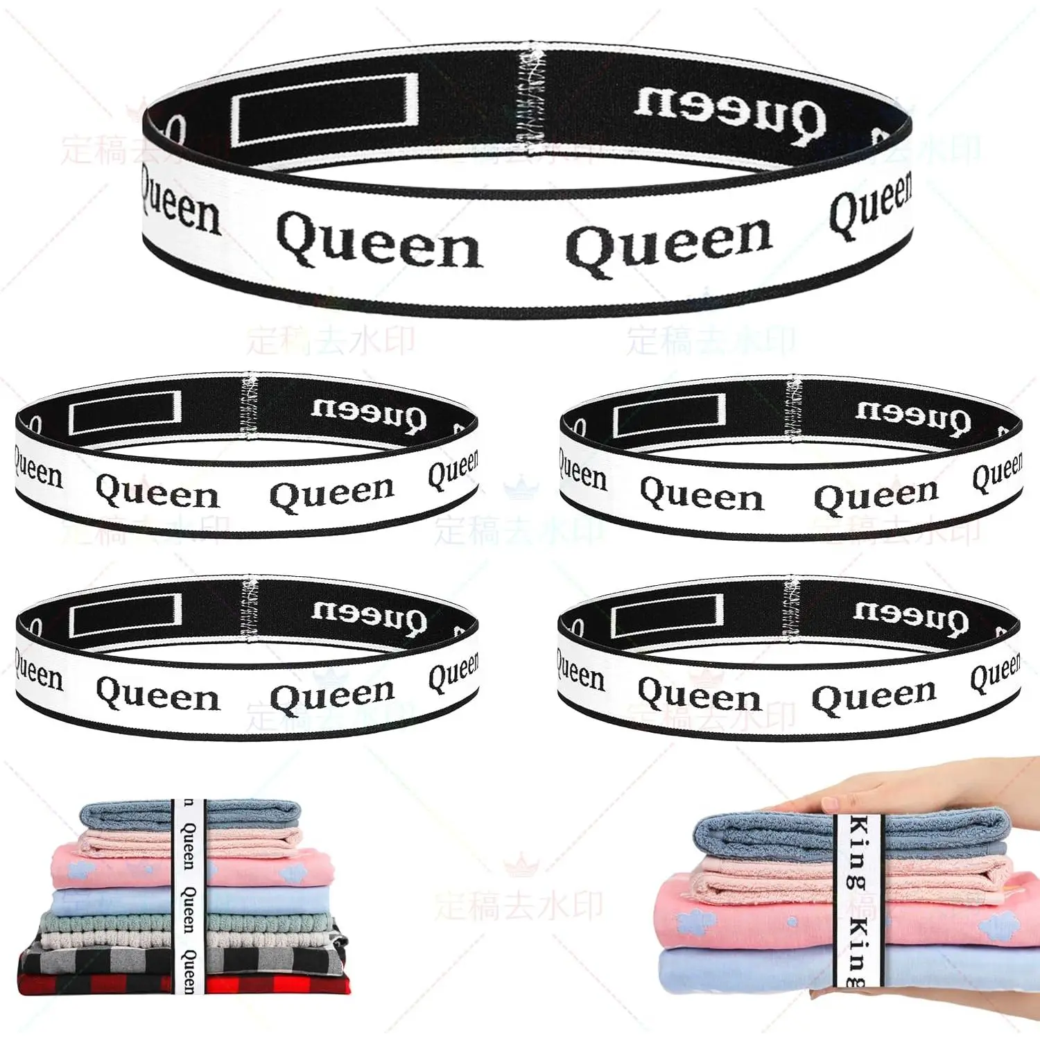 4 count Bed Sheet Organizer Bands Sheets Labels for Bedding ,Sheet Size Bands Linen Closet Storage Sheet Set Organizer Sheet Keeper Band ()
