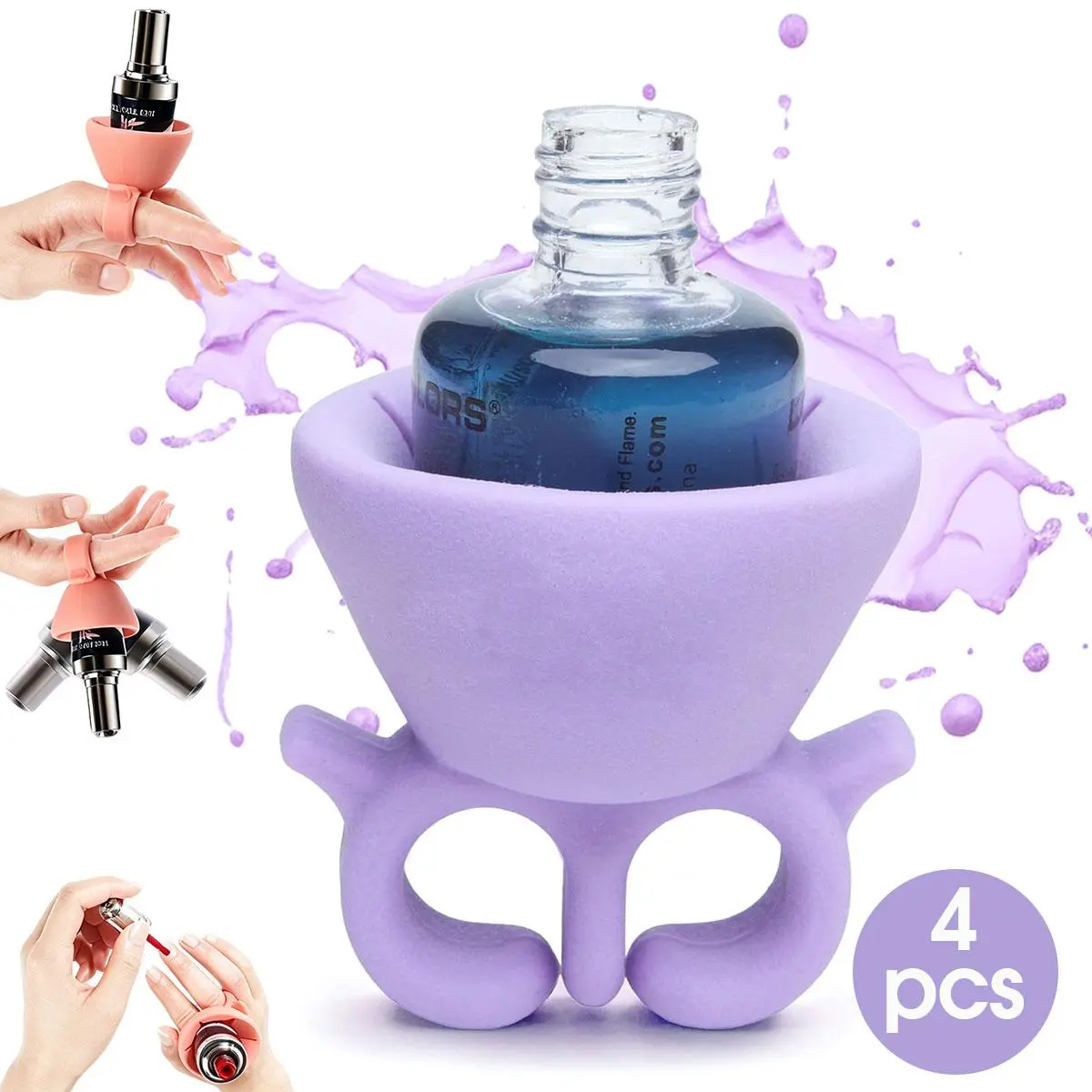 Silicone Wearable Nail Polish Bottle Holder, Finger Ring Gel Nail Polish Holder, Portable Nail Art Bottle Stand, Manicure Tools for DIY Home Salon