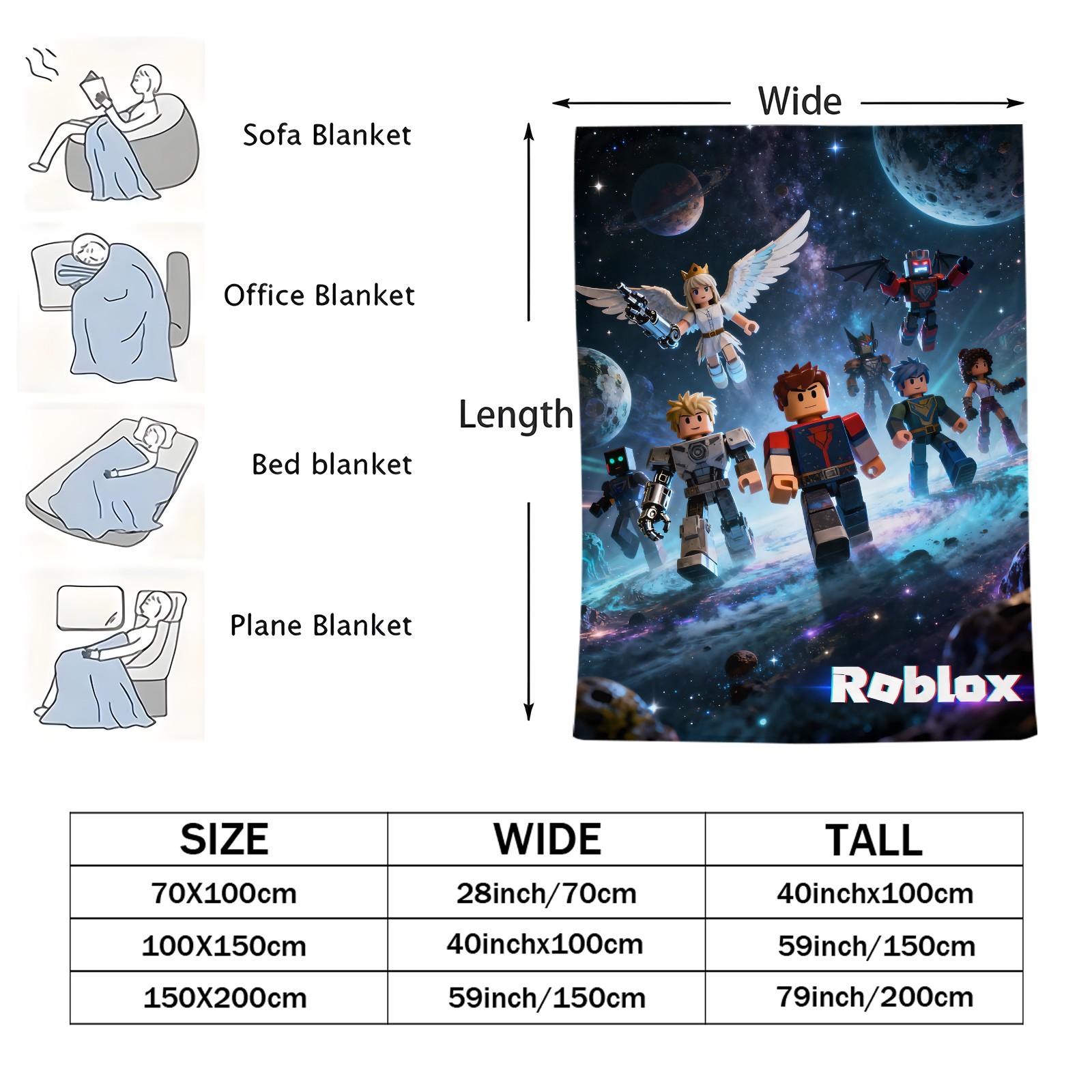 Roblox Printed Pattern Blanket, Suitable For All Seasons, Suitable For Beds, Sofas, Cars, Room Decorations, And Gifts, Suitable As a Gift For Children And Teenagers, a Single-Sided Printed Blanket