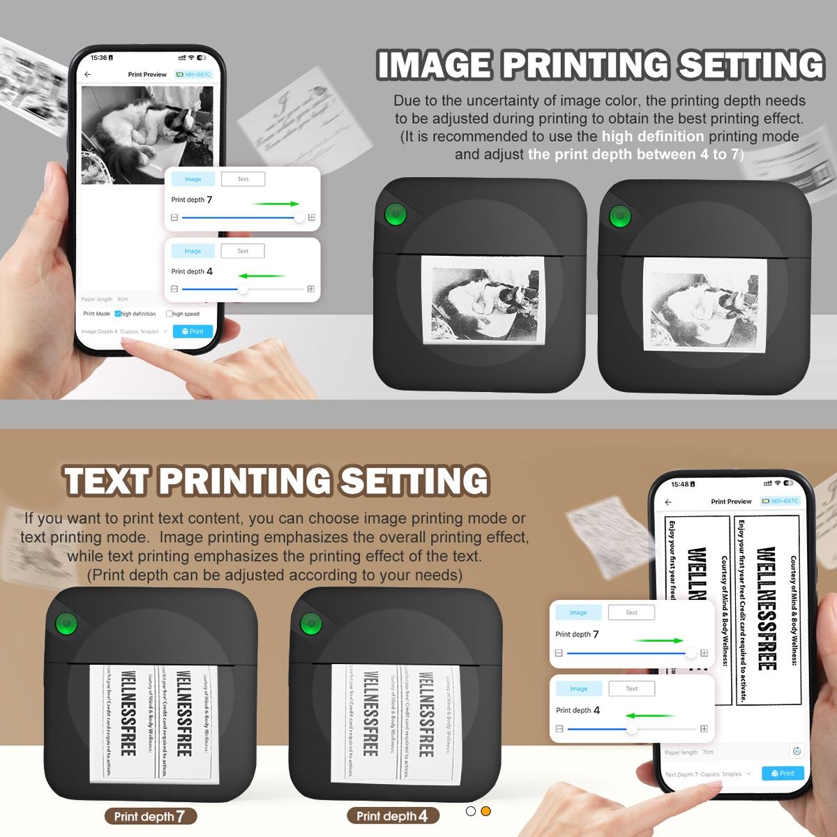 Mini Pocket Printer Mini Sticker Printer, Inkless Sticker Maker, Portable Thermal Printer for Notes, Photos, Stickers, Labels, Notes, Wireless Thermal Printer