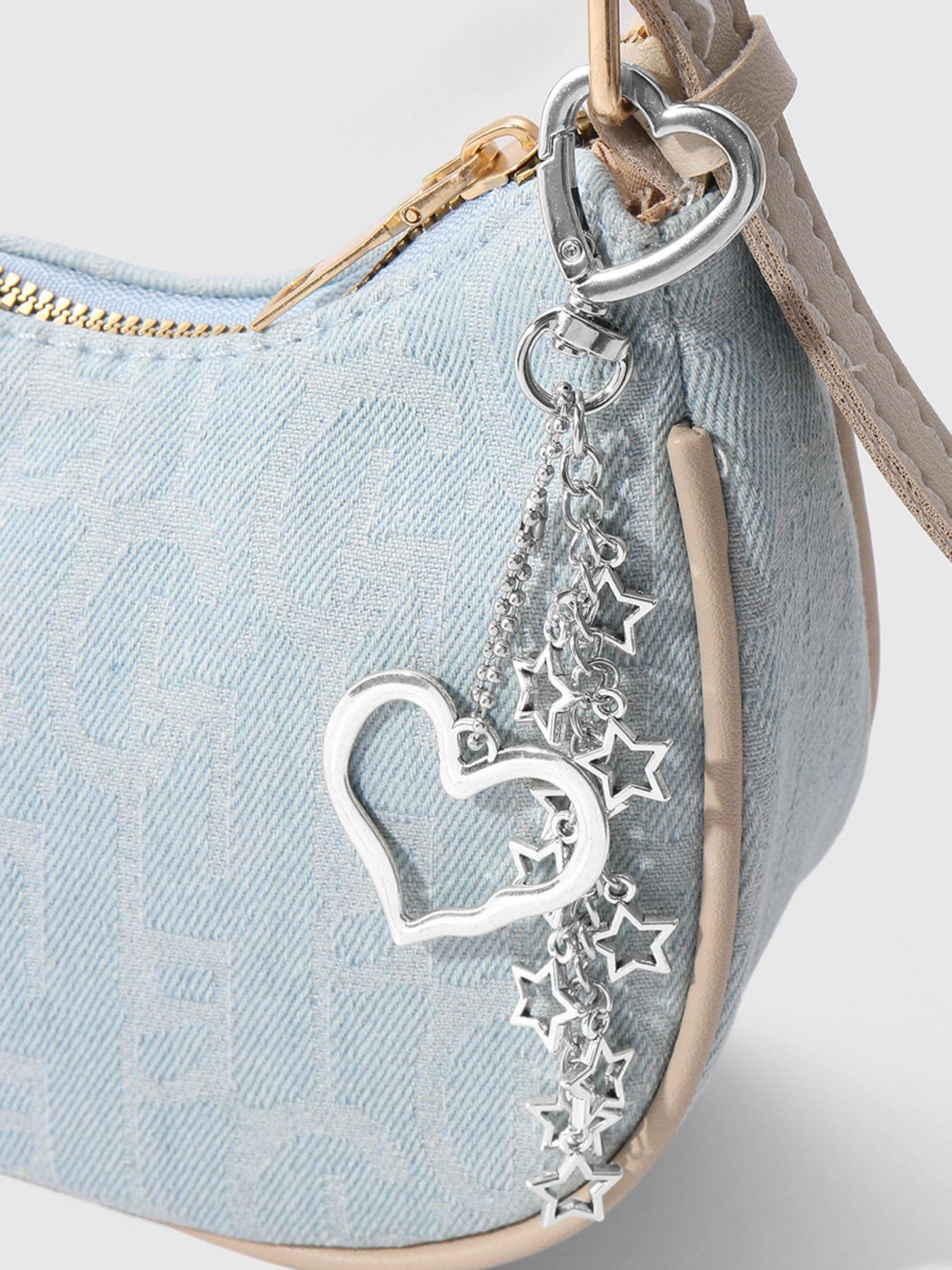 Sweet Cool Fashion Resin Bead Heart Star Charms DIY Keychain, Cute Bow Design, Perfect for Bag and Key Decoration, All Seasons Accessory