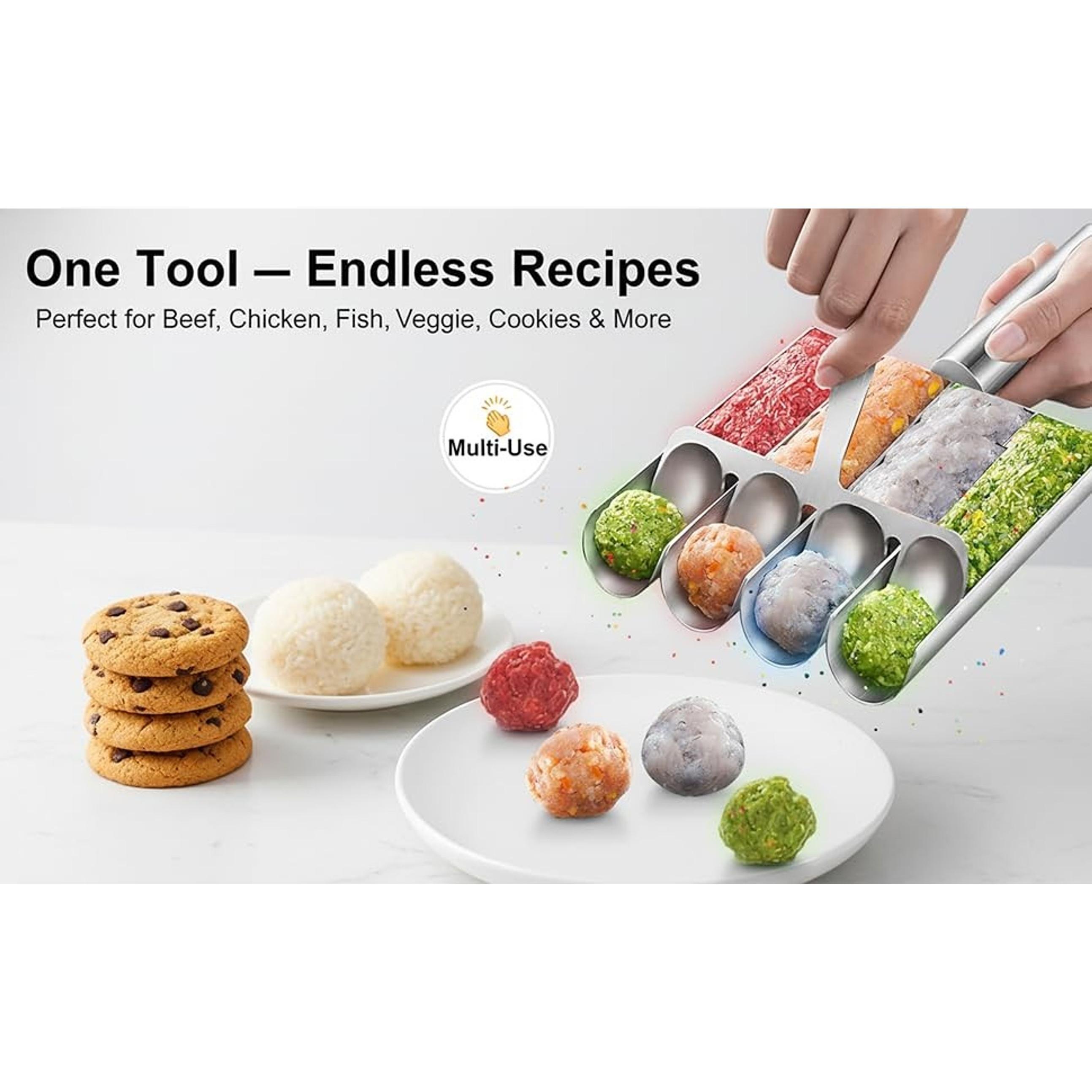 4-Cavity Stainless Steel Meatball Maker Tool, Meatball Forming & Shaping Specialty Kitchen Utensil, Uniform Meatball Mold for Easy Release, Nonstick & Dishwasher Safe Cooking Gadget for Meal Prep 4-Cavity Stainless Steel Meatball Maker Tool, Meatball Forming & Shaping Specialty Kitchen Utensil, Uniform Meatball Mold for Easy Release, Nonstick & Dishwasher Safe Cooking Gadget for Meal Prep