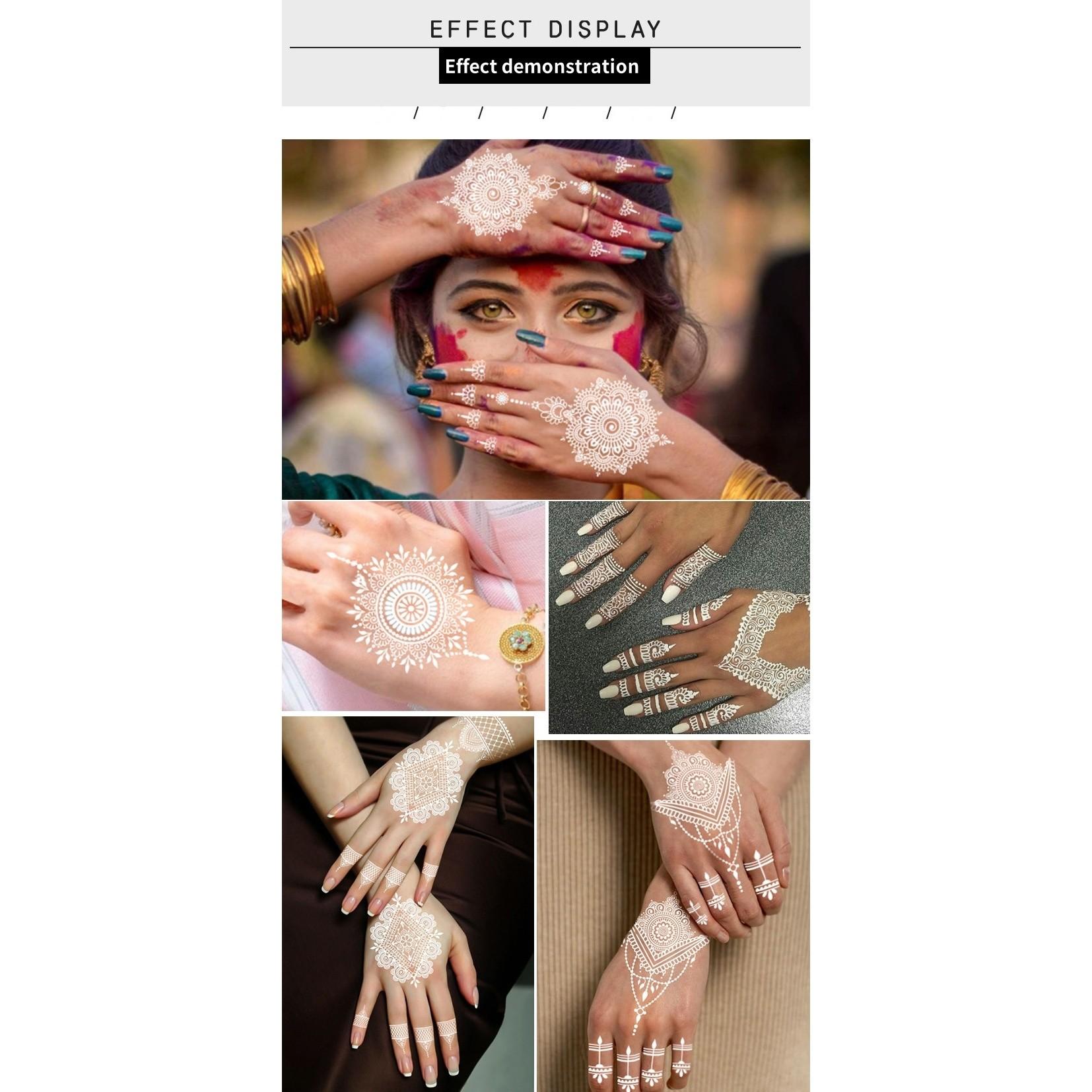 Lace Temporary Tattoo Stickers, Henna Style Hollow Design, Waterproof Non-Fading, Gentle Skin Friendly, Perfect for Weddings