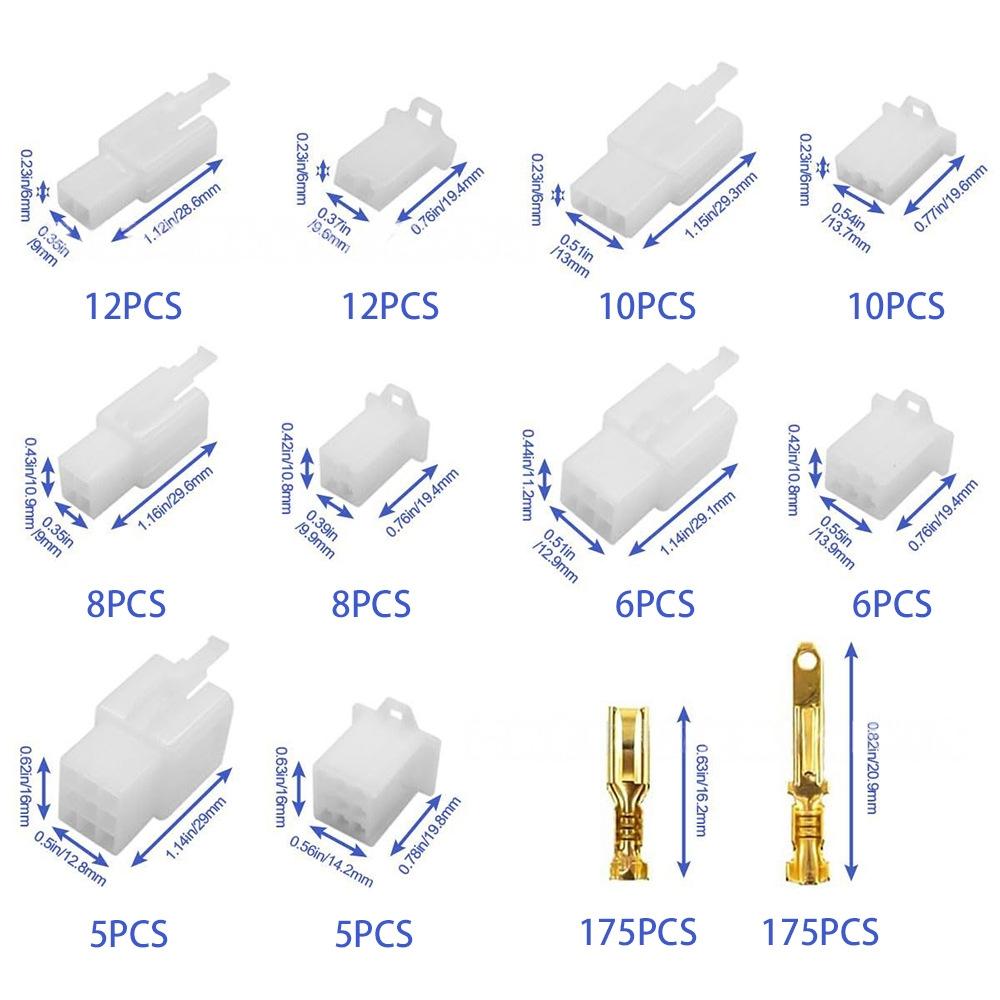230 pieces of 2/3/4/6/9P male and female pin terminal kit 2.8mm automotive electric motorcycle connector wire harness male and female connector housing pin head connector adapter widely used in automobiles, motorcycles, and ships