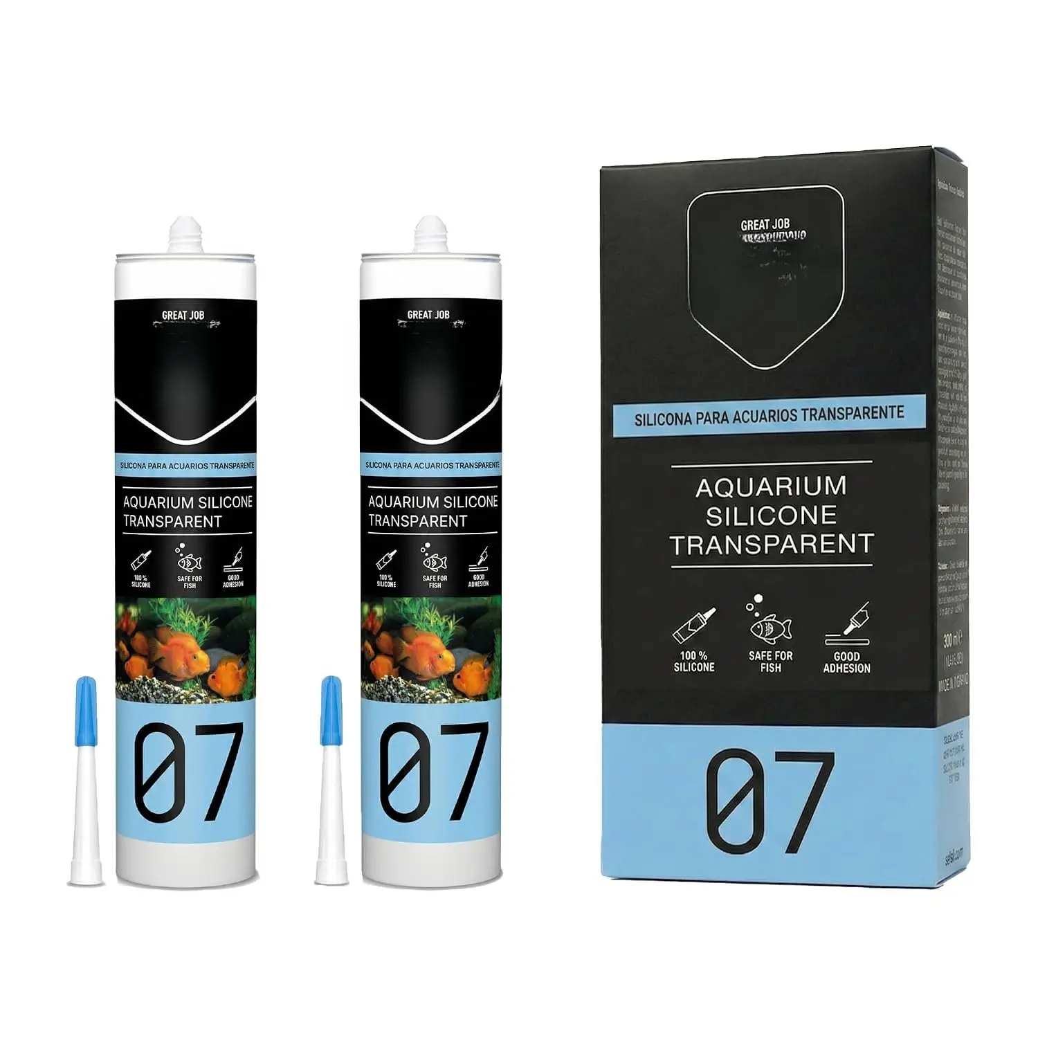 Aquarium  Sealant Clear, High Elasticity, Safe for Fish,  Solvent Free,  ,  and Saltwater, 10.14 Fl oz. (300 ml) Transparent (2 Pack)