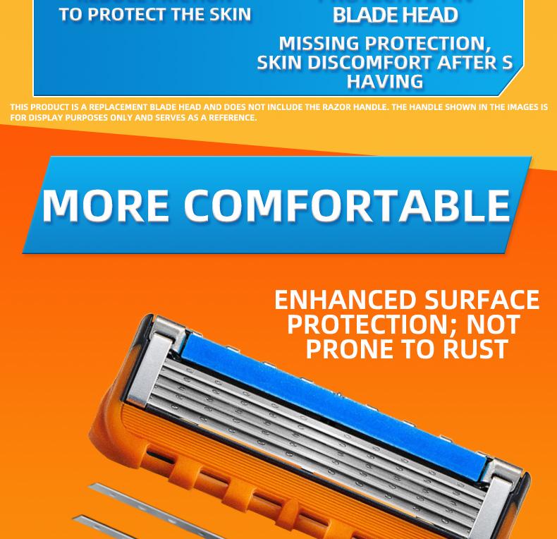 Gillette Fusion5 Razor Blades (8 Heads), Five-Layer Blades for Men, Daily Shaving, Home & Travel, Replacement Pack