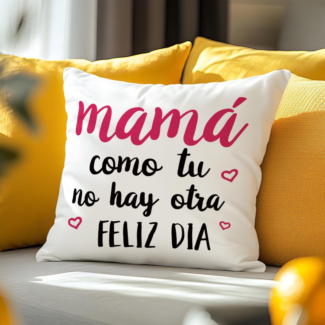 Mother's Day Spanish Text Pattern Pillowcase, Single-Sided Print, Holiday Gift, Home Decor for Living Room Bedroom, No Insert Included