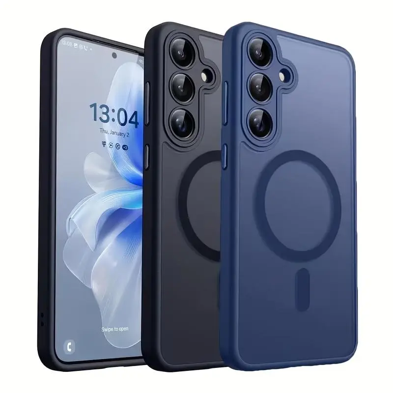 Phone case: Luxury Matte Translucent Magnetic Wireless Charge Phone Case compatible with Samsung compatible with Galaxy S25 FE S25 Edge S25 Ultra S25 Plus S25 S24 FE S24 Ultra S24 Plus S24 S23 Ultra S23 Plus S23 Cover, Including a Camera Lens