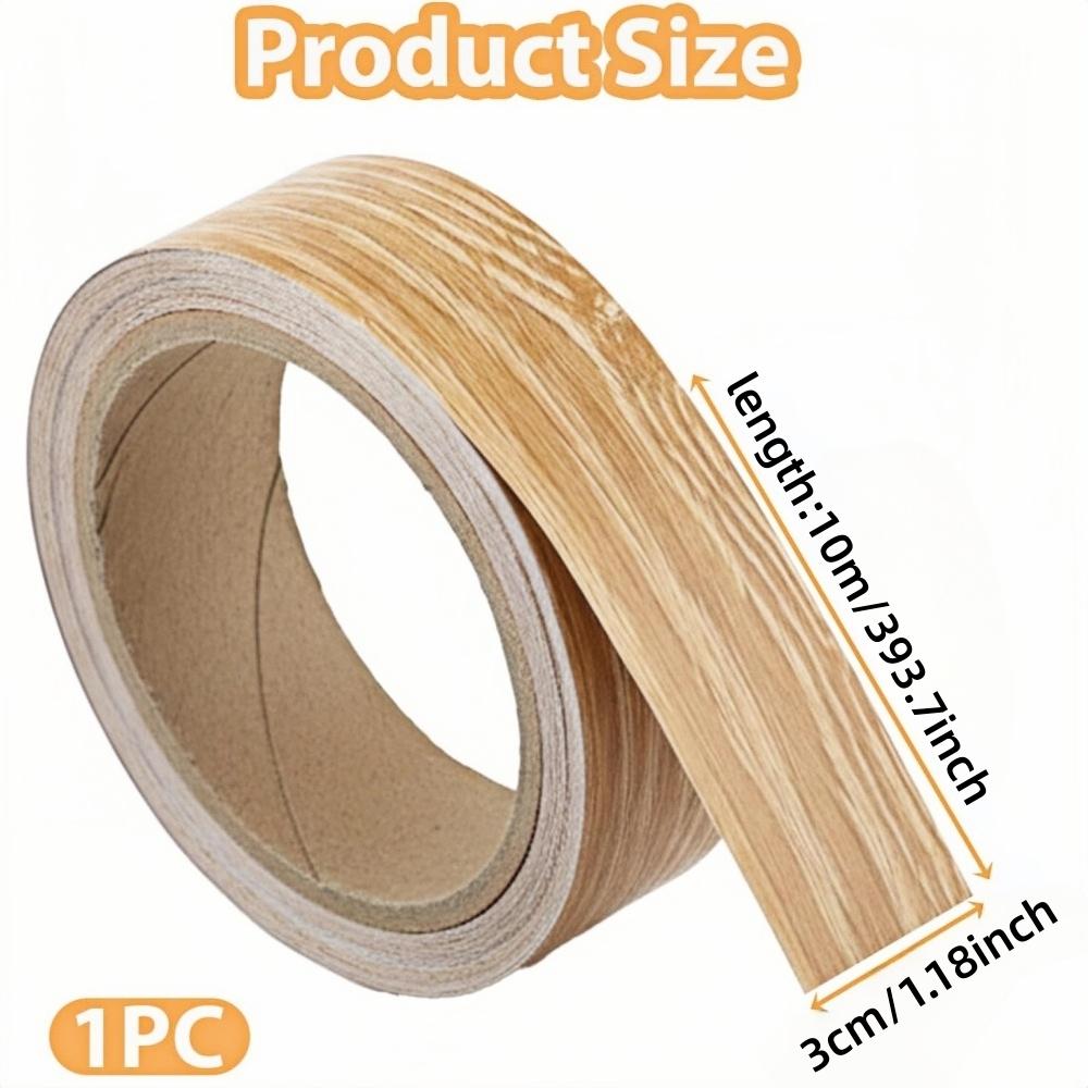 1pc 3cmx10m Self-adhesive Wood Grain Edges Banding Strip, Self-Adhesive PVC Furniture Edges Tape， Flexible Wood Grain Tape, Suitable for Cabinet Edges, Furniture, and Photo Frames