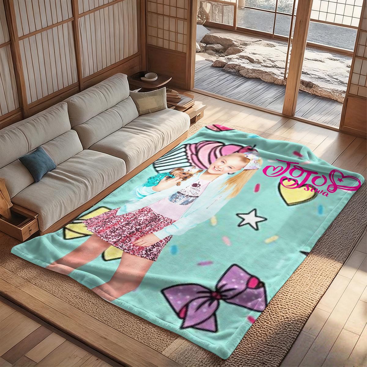 JoJo Siwa design  flannel blanket, exclusive gift for home, office, camping travel, personalized pattern design, modern style, soft texture