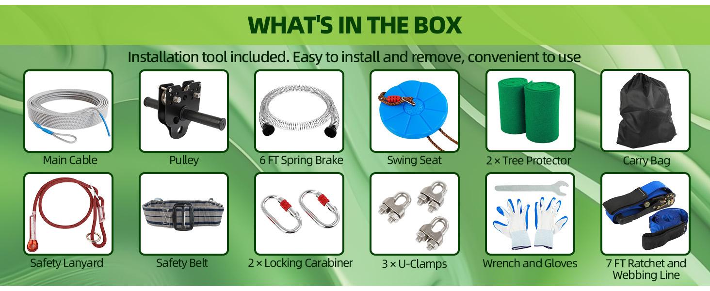 60-200FT Backyard Zip Line Kit for Kids and Adult Up to 400LBS with Stainless Steel Ziplines Spring Brake and Safety Harness, Outdoor Christmas and Birthday Gifts for Kids 60-200FT Backyard Zip Line Kit for Kids and Adult Up to 400LBS with Stainless Steel Ziplines Spring Brake and Safety Harness, Outdoor Christmas and Birthday Gifts for Kids