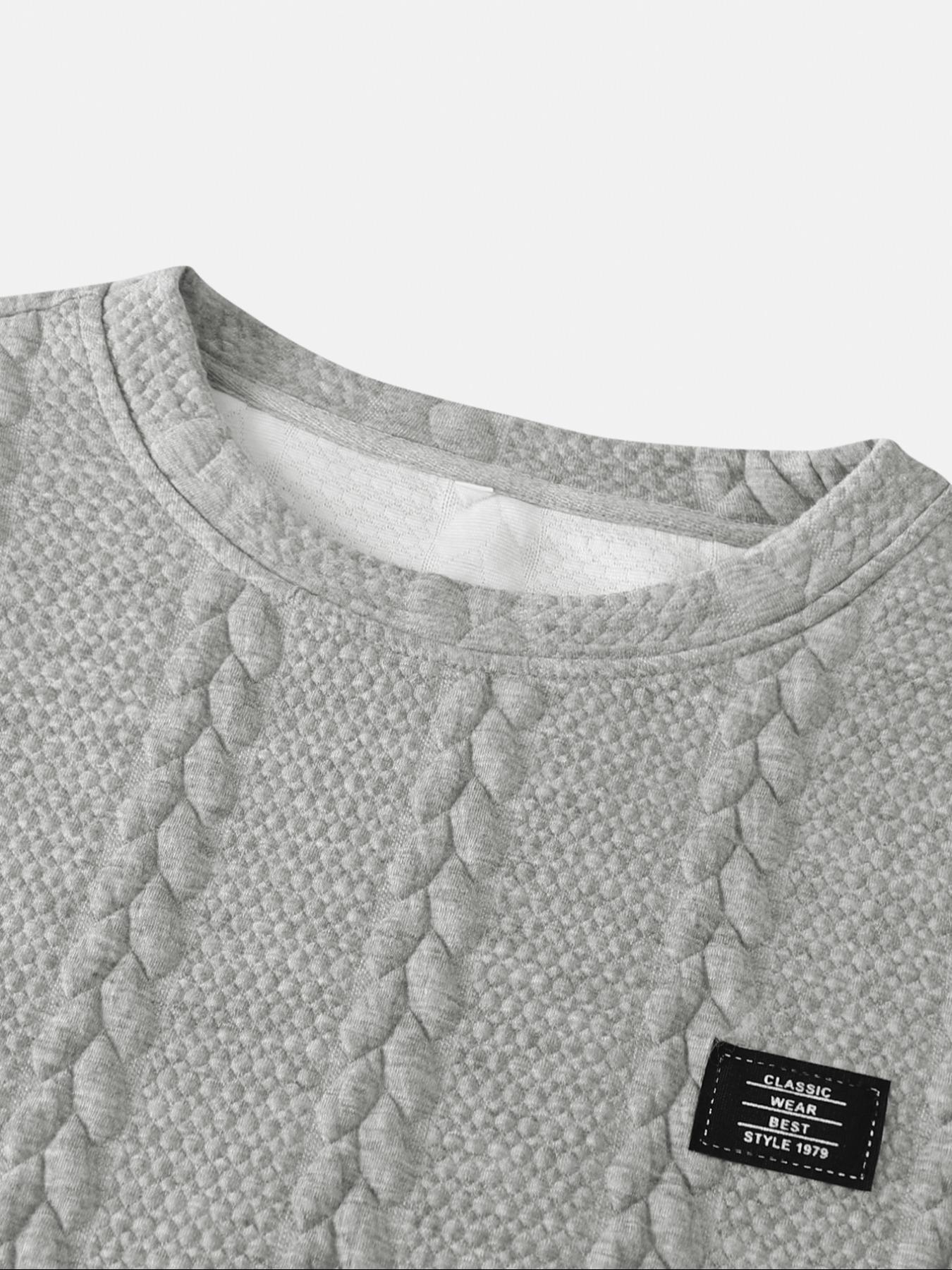 Men's Solid Textured Patched Tee & Drawstring Waist Shorts Set, Regular Fit Casual Round Neck Short Sleeve T-shirt & Pocket Shorts, Men's Summer Clothes