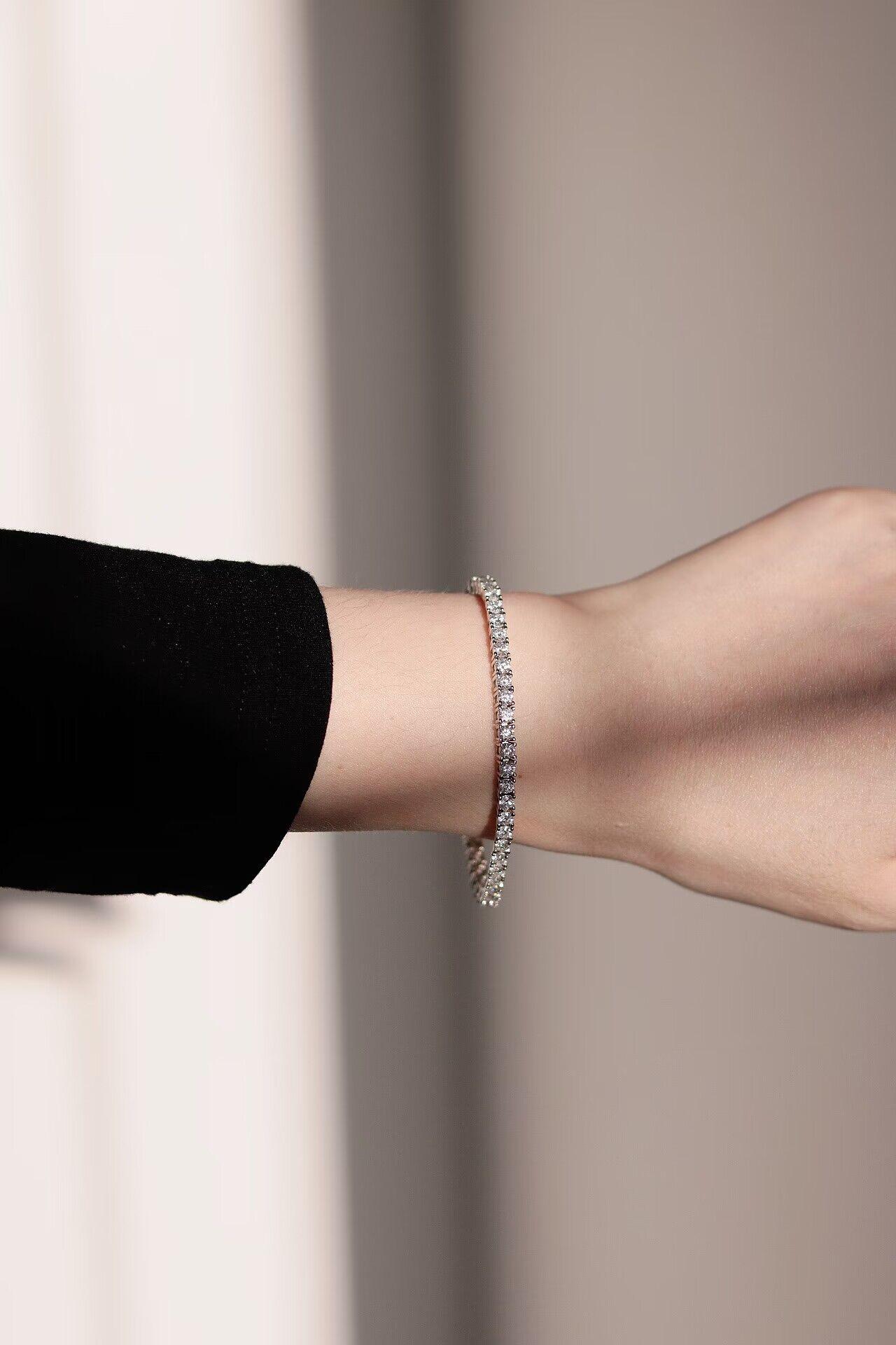 【#207 Classic Tennis Bracelet】3mm 5.2Carat Classic Tennis Bracelet Synthetic Moissanite Tennis Bracelet in 925 Sterling Silver SpringStatements 【#207 Classic Tennis Bracelet】3mm 5.2Carat Classic Tennis Bracelet Synthetic Moissanite Tennis Bracelet in 925 Sterling Silver SpringStatements