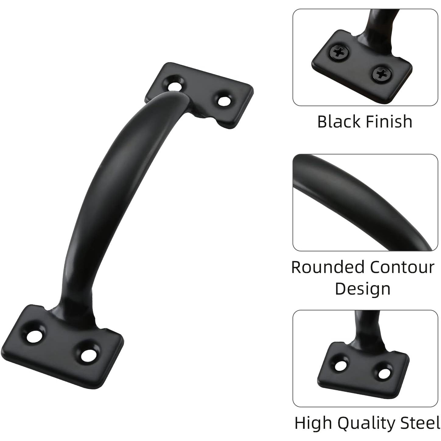 2 Pack 5-3/4 inch Pulls Gate Pull Door Handle Metal Drawer Handles for Kitchen Cabinets Furniture Wardrobe Black