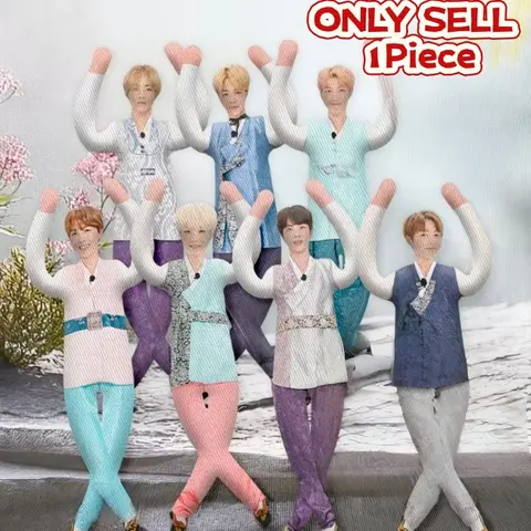7 Counts/set Korean Boy Group Style Plush Dolls, Soft‑Fabric Cute Stuffed Toys, Unisex Fan Collectible Birthday Gift, Soft Huggable