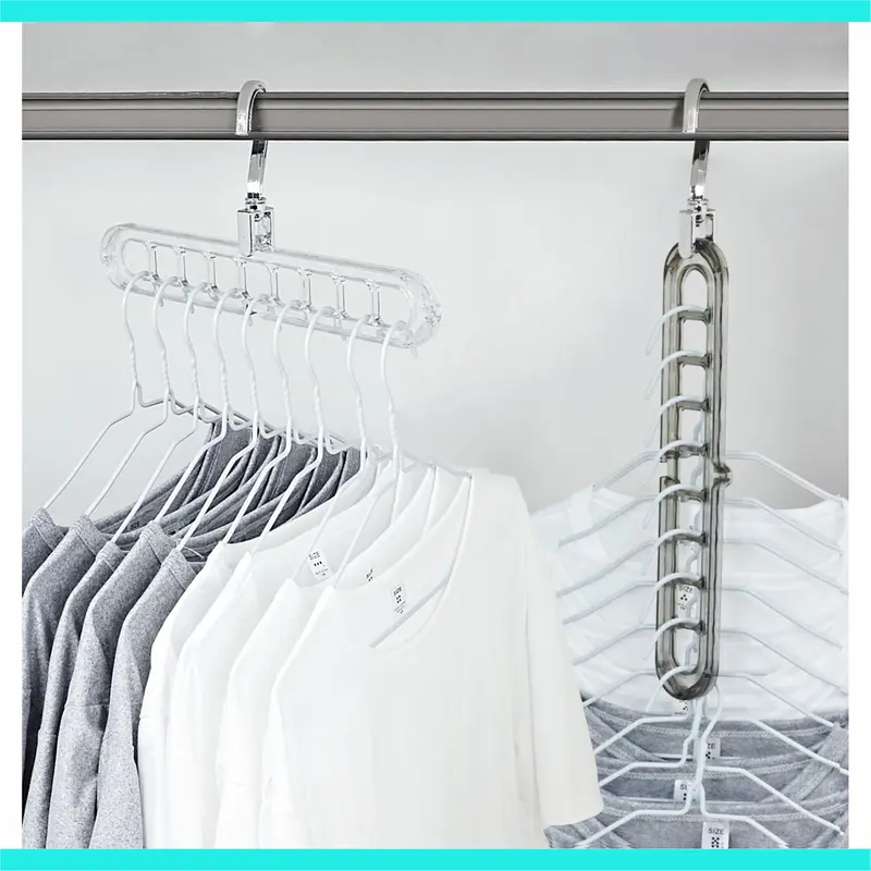 5-Pack Heavy-Duty Foldable Plastic Pants Hangers - 9 Holes, Adjustable Hooks, Anti-Slip Curved Shape Hanger, Compact House Accessories for Closet Hanging, Garage Home Storage Supplies