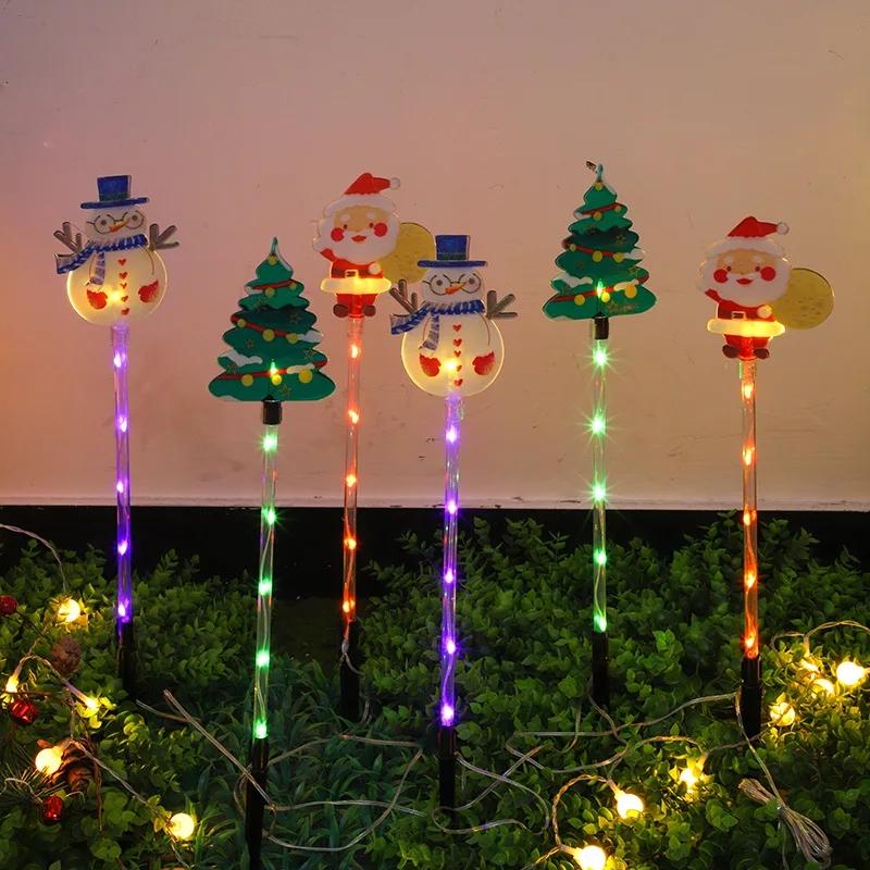 Solar Christmas Lights Outdoor Set, Auto On/off Lawn Garden Yard Decorations, Santa Snowman Tree Designs, Ground Stake Holiday Lighting, Waterproof Tree Light
