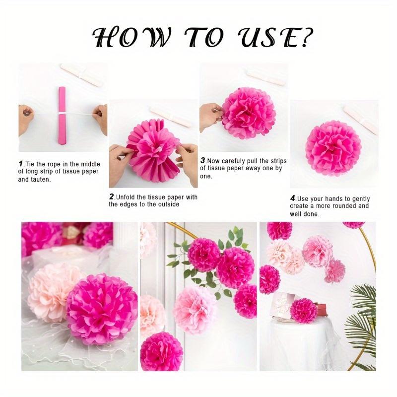 Pink Decor 30pcs Set of Sweet Handmade Paper Flower Balls – Hanging Decorations in Various Sizes, Perfect for Engagement Weddings, Birthday Parties, and Home Outdoor Decoration, Pink Series