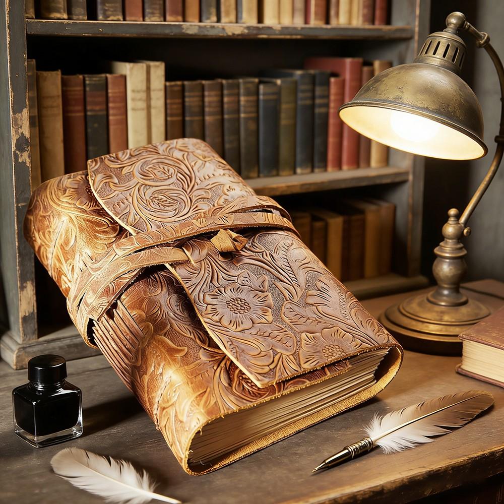 Leather Notebook Handmade Vintage Style, Replaceable Drawing Paper Core, Unisex Retro Lock Closure, Ideal for Artists Writing & Travel