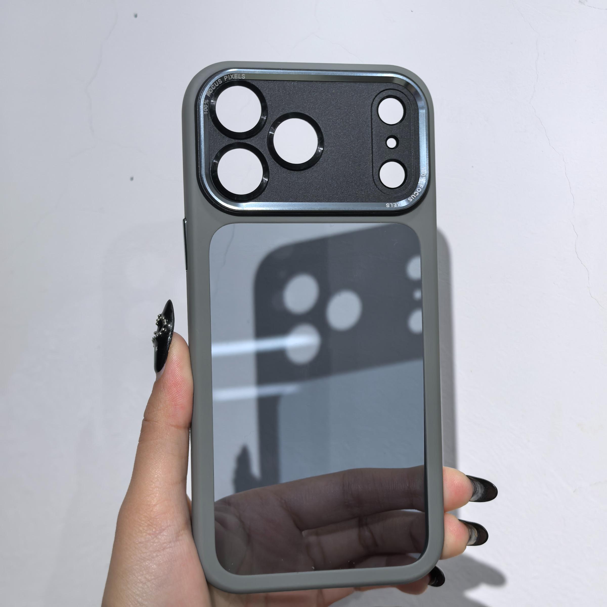 Luxury High-quality Translucent Metal Lens Frame Protective Case for iPhone 17 Pro Max ,17 Air ,17 Pro,17,16,16Pro,16 ProMax,15,15Pro,15 ProMax, 14 14Pro Max Simple and Stylish Case for Men Women Acrylic Hard Case,Minimalist Design, Premium Construction