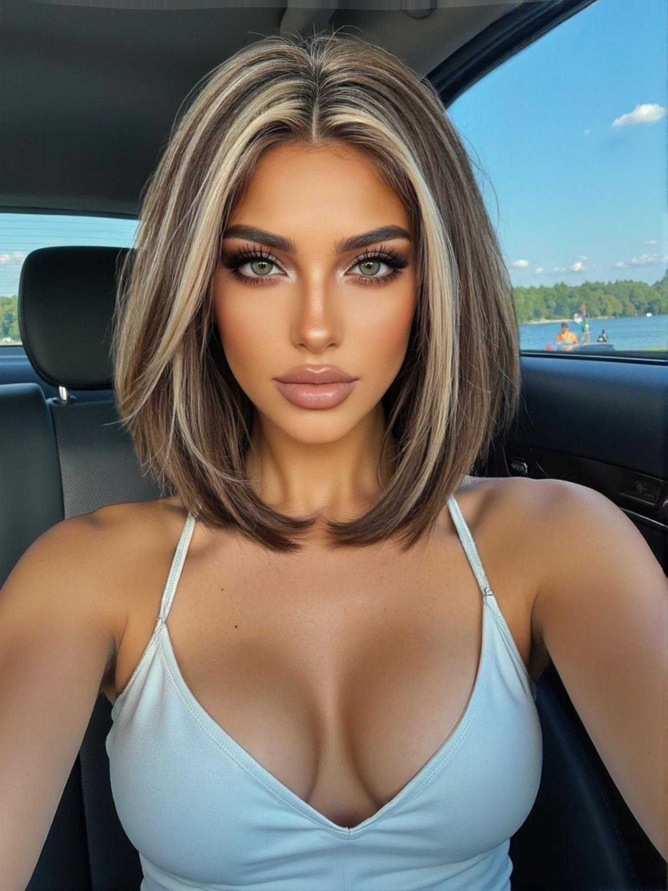 10 Inch Bob Wig Straight Hair Natural Breathable Fashion Cute, Festival, Short Wigs for All Seasons Synthetic Material Wigs