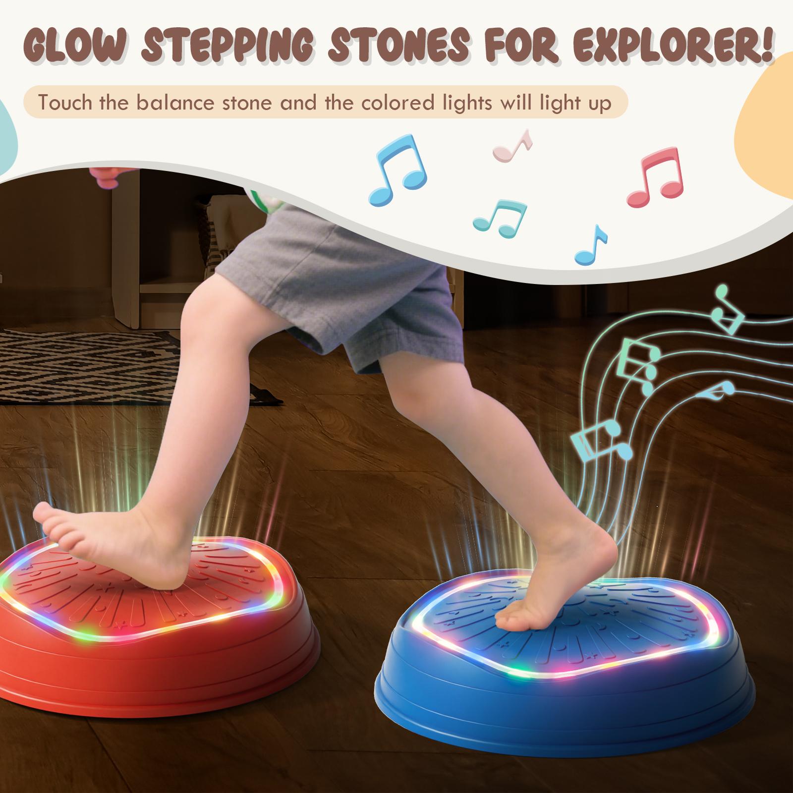 Lehoo Castle Stepping Stones for Kids, Non-Slip Stepping Stones, Indoor & Outdoor Toys, Obstacle Course, Sensory Balance Stepping Stones, outdoorfun