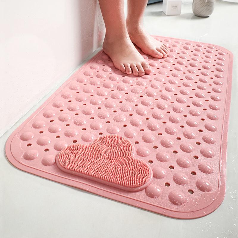 Cloud Pattern Bath Mat, Bathroom Floor Mat, 1 Count Non-slip Bathroom Massage Mat with Suction Cup, Round Hole Design Quick Drain Mat for Shower Room