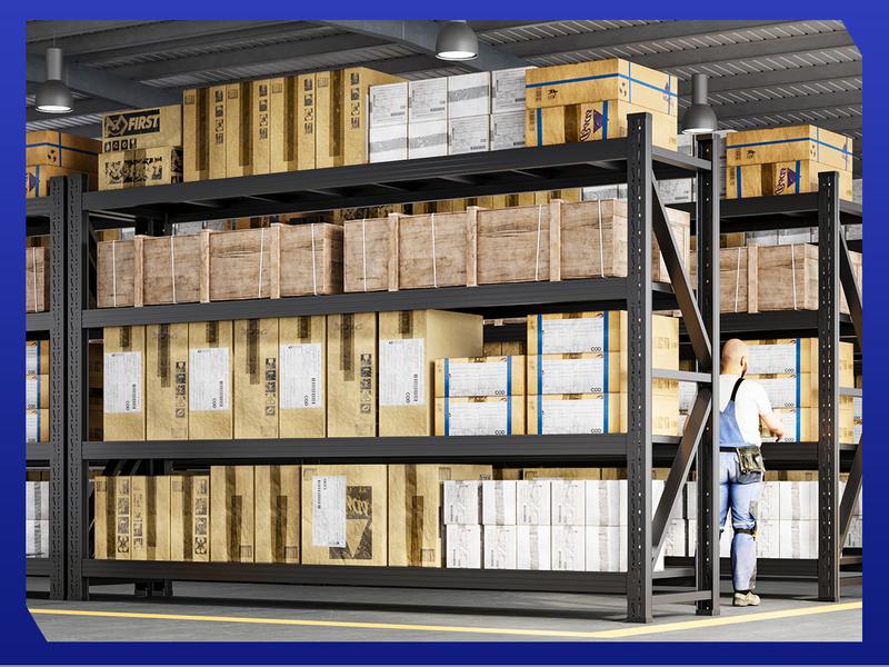 Letaya 71"W Metal Storage Shelves, 5000LBS Heavy Duty Garage Shelving Units, Storage Rack and Industrial Shelf for Warehouse 71"W x 24"D x 69"H,Black