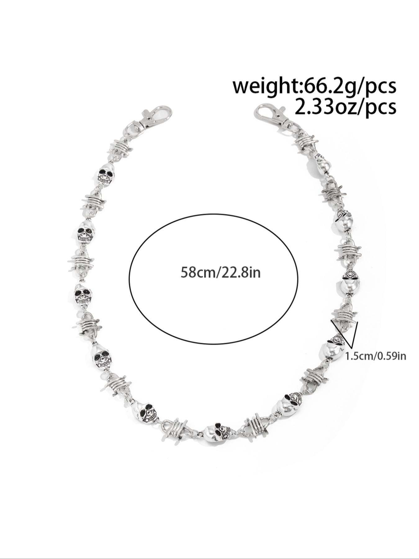 Men's Punk Skull Waist Chain, Metal Body Chain for Pants Decoration, Fashion Jewelry for Music Festivals & Halloween Party Wear, Vintage Body Jewelry