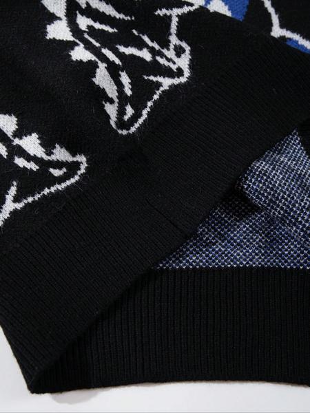 Men's Street Style Dinosaur Print Long Sleeve Round Neck Sweater, Casual Loose Fit Pullover for Spring & Fall Daily Wear