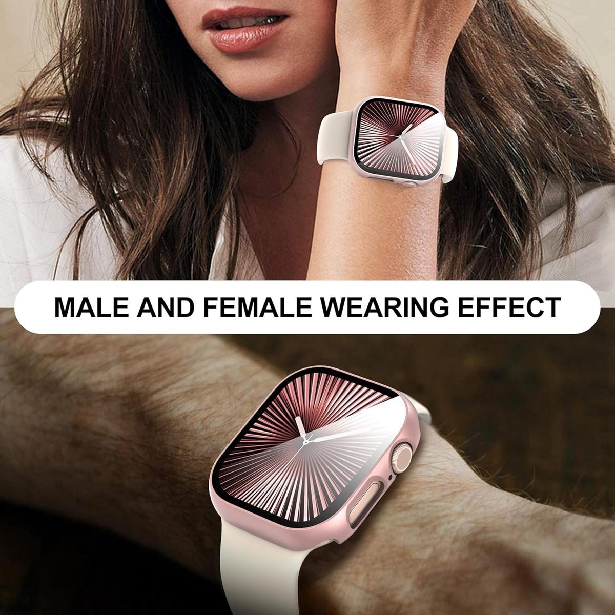 Built-In Tempered Glass Screen Protector, All-Around Hard PC Protective Watch Case Ultra-Thin Cover for Apple Watch Series Ultra/SE/11/10/9/8/7/6/5/4, 38/40/41/42/44/45/46/49 mm, Smart Watch Accessory, Smartwatch Accessories, Protection, Wearable