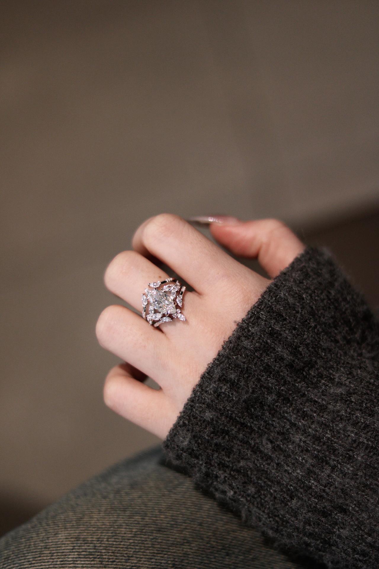 【#344 Bridal Ring】3CT vvs Synthetic Moissanite Marquise Bridal Set Rings in 925 Sterling Silver Gift for her 【#344 Bridal Ring】3CT vvs Synthetic Moissanite Marquise Bridal Set Rings in 925 Sterling Silver Gift for her